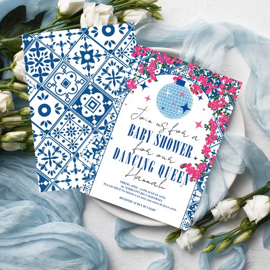 Santorini Musical Bougainvillea baby shower Kaart