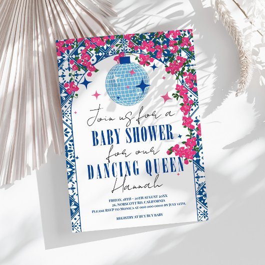 Santorini Musical Bougainvillea baby shower Kaart