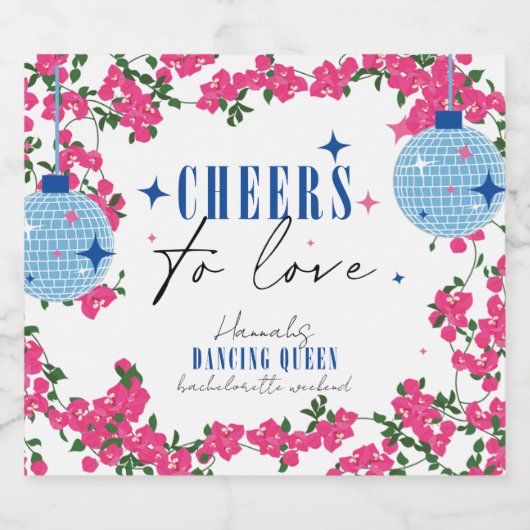 Santorini Musical Bougainvillea bachelorette Sparkling Wijnetiket (Enkel label)