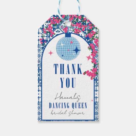 Santorini Musical Bougainvillea vrijgezellenfeest Cadeaulabel (Voorkant)