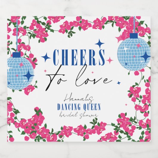 Santorini Musical Bougainvillea vrijgezellenfeest Sparkling Wijnetiket (Enkel label)