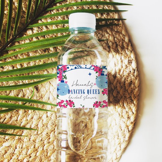 Santorini Musical Bougainvillea vrijgezellenfeest Waterfles Etiket