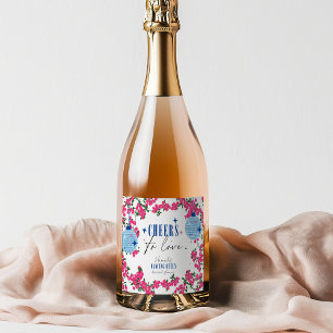 Santorini Muzikale Bougainvillea bruidsdouche  Sparkling Wijnetiket