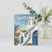 Santorini nostalgisch briefkaart (Staand voorkant)
