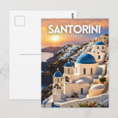 Santorini nostalgische reizen briefkaart (Voorkant / Achterkant)