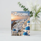 Santorini nostalgische retro reiskunst briefkaart (Staand voorkant)