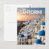 Santorini nostalgische retro reiskunst briefkaart (Voorkant / Achterkant)