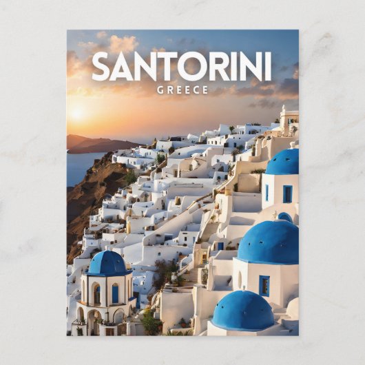 Santorini nostalgische retro reiskunst briefkaart (Voorkant)
