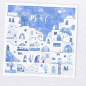 Santorini Oia Bruiloft Monogram Initiaal Servet