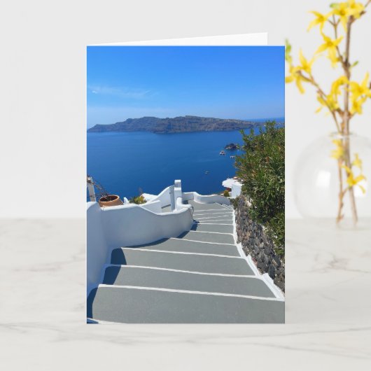 Santorini Oia Greece Fotografie Kaart (Gele Bloem)