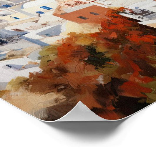 Santorini Oia Griekenland Schilderkunst Print Post (Hoek)