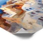 Santorini Oia Griekenland Waterverf Art Print Post (Hoek)