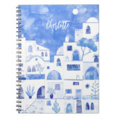 Santorini Oia Grieks eiland Waterverf gepersonalis Notitieboek (Voorkant)