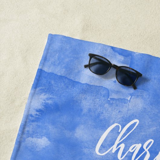 Santorini Oia Grieks eiland Waterverf gepersonalis Strandlaken (In situ)