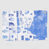 Santorini Oia Waterverf Golfhanddoek (Horizontaal)