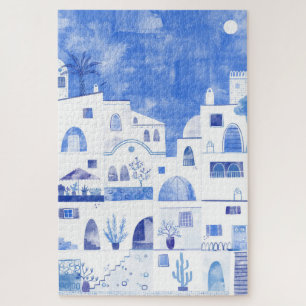 Santorini Oia Waterverf Legpuzzel