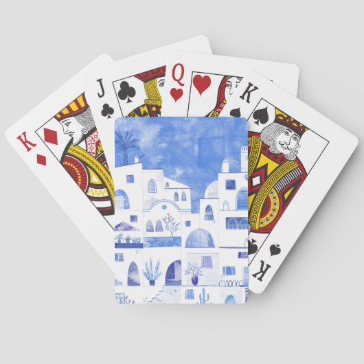 Santorini Oia Waterverf Pokerkaarten (Achterkant)