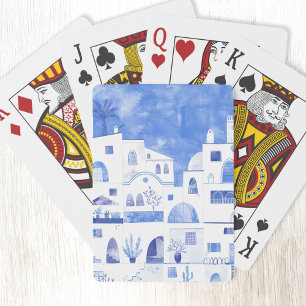 Santorini Oia Waterverf Pokerkaarten