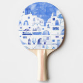 Santorini Oia Waterverf Tafeltennisbatje (Voorkant)