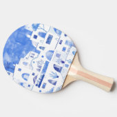 Santorini Oia Waterverf Tafeltennisbatje (Zijkant)