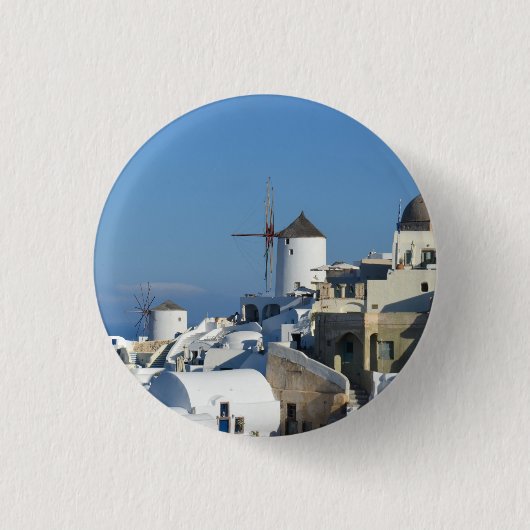 Santorini Oia Windmill Badge / Button (Voorkant)