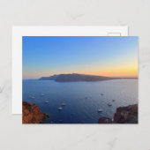 Santorini Old Harbour Boats in Sunset Greece Briefkaart (Voorkant / Achterkant)