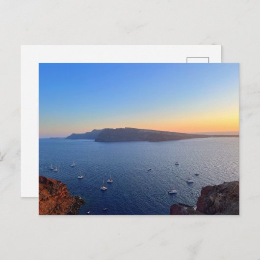 Santorini Old Harbour Boats in Sunset Greece Briefkaart (Voorkant / Achterkant)