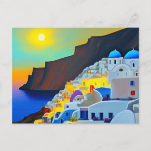 Santorini op Sunset Feestdagenkaart
