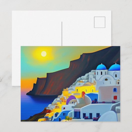 Santorini op Sunset Feestdagenkaart (Voorkant / Achterkant)