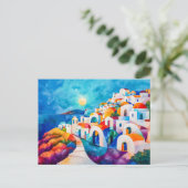 Santorini-pad naar de zee feestdagenkaart (Staand voorkant)