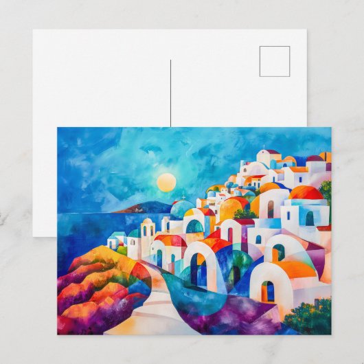 Santorini-pad naar de zee feestdagenkaart (Voorkant / Achterkant)