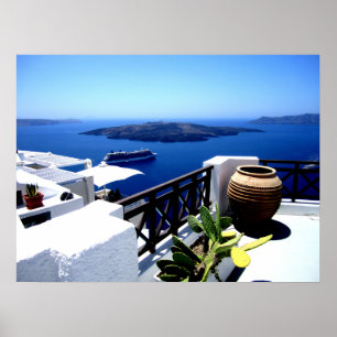 Santorini patio scène poster