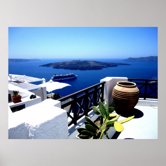 Santorini patio scène poster (Voorkant)