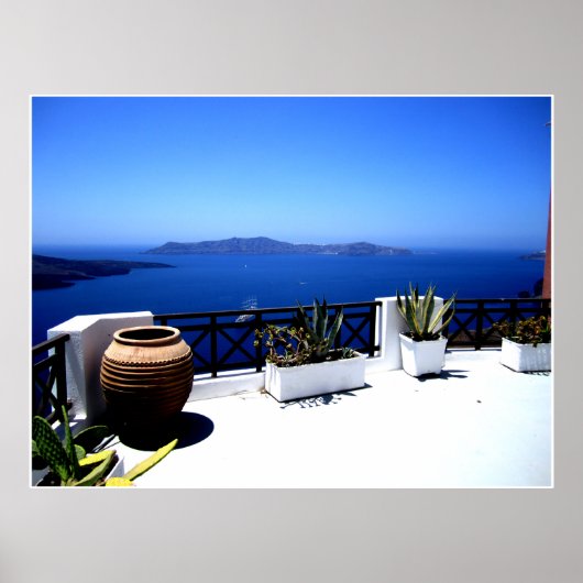 Santorini patio scène poster (Voorkant)