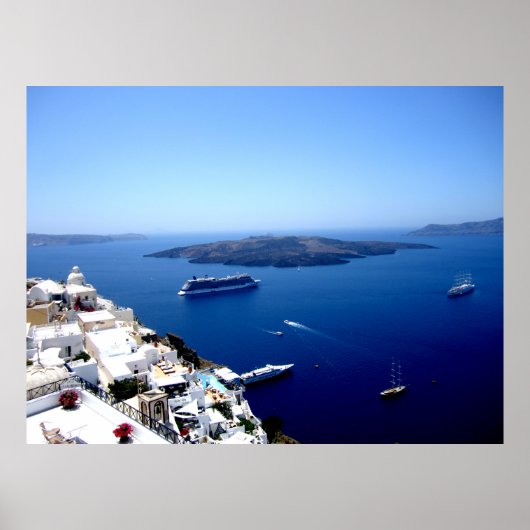 Santorini patio scène poster (Voorkant)
