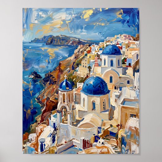 Santorini Poster Luxe Abstracte Olie Schildering (Voorkant)