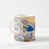 Santorini prachtige aquarel kunst op Mok (Voorkant links)