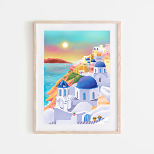 Santorini Print Griekenland Kunstdruk Europa Reize