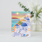 Santorini Print Griekenland Kunstdruk Europa Reize Briefkaart (Staand voorkant)