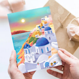 Santorini Print Griekenland Kunstdruk Europa Reize Briefkaart