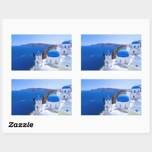 Santorini Rechthoekige Sticker (Vel)