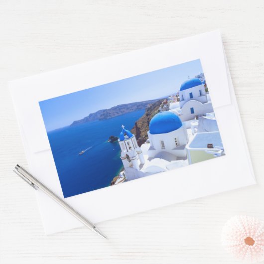 Santorini Rechthoekige Sticker (Envelop)