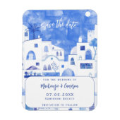 Santorini redt de datum van de bruiloft magneet (Verticaal)