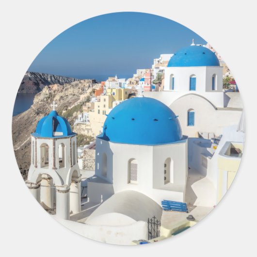 Santorini Ronde Sticker (Voorkant)