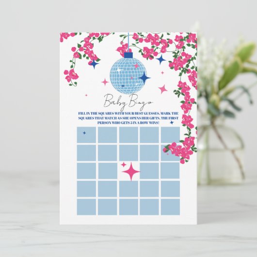 Santorini Roze baby shower bingo Spelkaart Kaart (Staand voorkant)