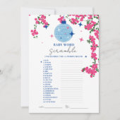 Santorini Roze baby woord scramble shower Game kaa Kaart (Voorkant)