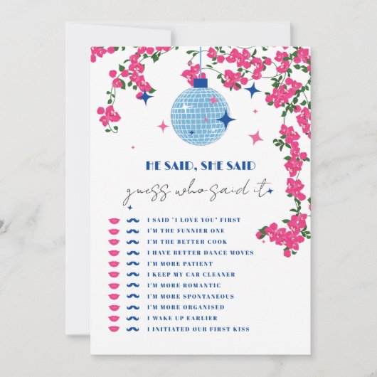 Santorini Roze bruid Hij zei, ze zei Game kaart (Voorkant)