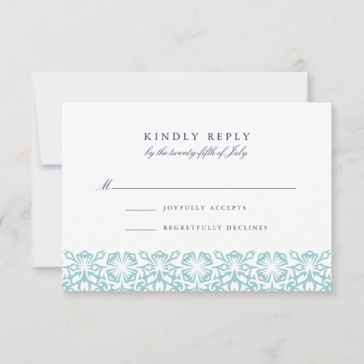 Santorini RSVP-kaart | Aqua RSVP Kaartje (Voorkant)