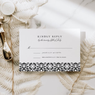 Santorini RSVP-kaart Zwart RSVP Kaartje