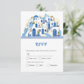 Santorini RSVP kaarten bruiloft Grieks Griekenland (Staand voorkant)
